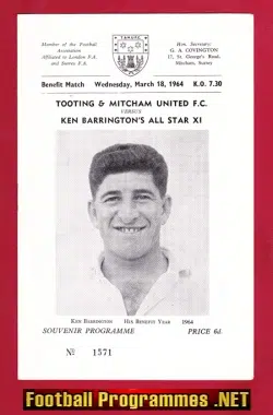 Ken Barrington Testimonial Benefit Match Tooting Mitcham 1964