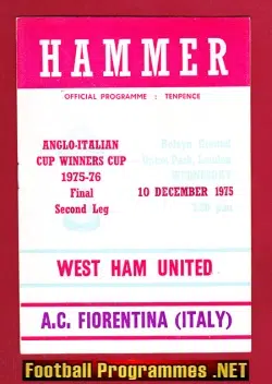 West Ham United v Fiorentina 1975 - Anglo Italian Cup Final