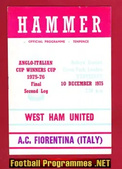 West Ham United v Fiorentina 1975 - Anglo Italian Cup Final