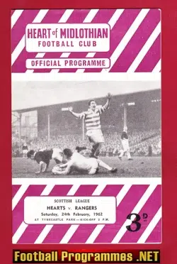 Heart Of Midlothian v Glasgow Rangers 1962 - Scottish League