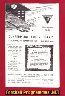 Dunfermline Athletic v Heart Of Midlothian 1961 Scottish League