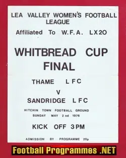 Thame Ladies v Sandridge 1976 - Cup Final Hitchin Womens Football WFA