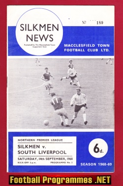Macclesfield Town v South Liverpool 1968 Northern Premier League