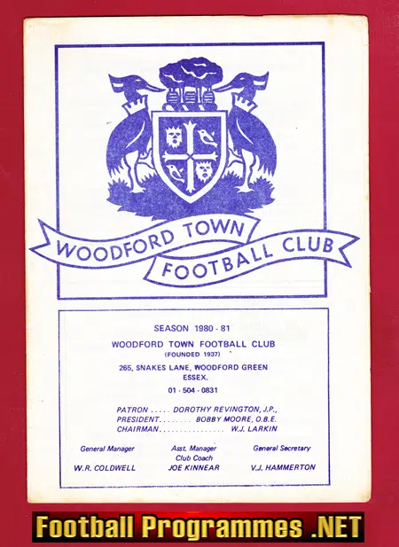 Woodford Town v Fleet Town 1980