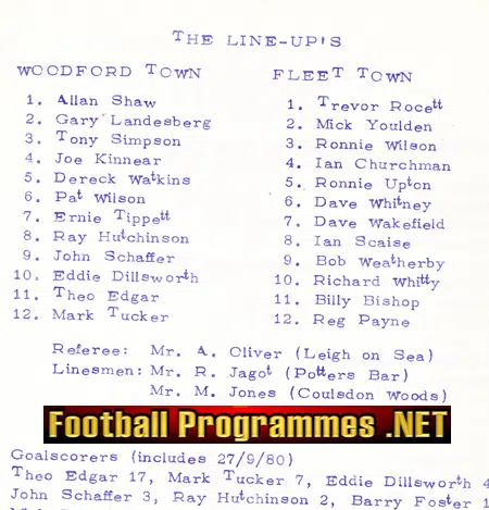 Woodford Town v Fleet Town 1980