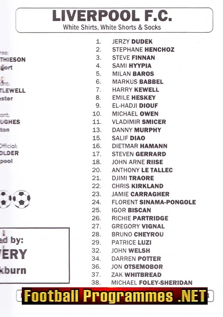 Fleetwood Town v Liverpool 2003 - Pre Season Friendly Match