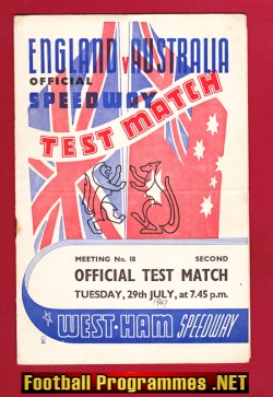 England Speedway v Australia 1947 – at West Ham London