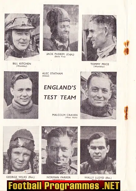 England Speedway v Australia 1947 - at West Ham London