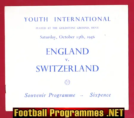 England v Switzerland 1956 - Youth Match at Goldstone Hove