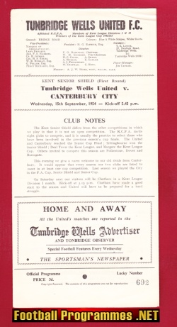 Tunbridge Wells United v Canterbury City 1954
