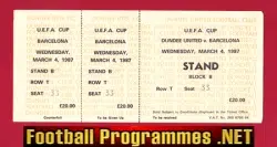 Dundee United v Barcelona 1987 - Full Football Ticket