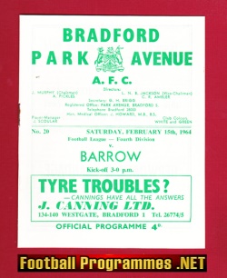 Bradford Park Avenue v Barrow 1964