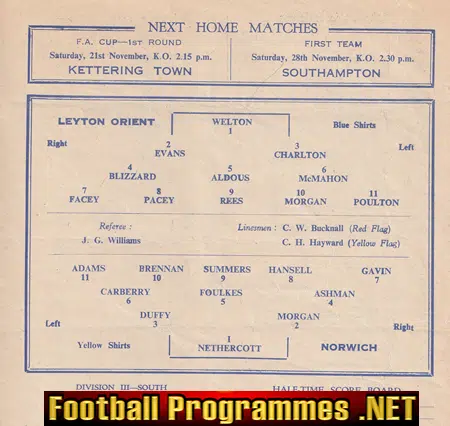 Leyton Orient v Norwich City 1953