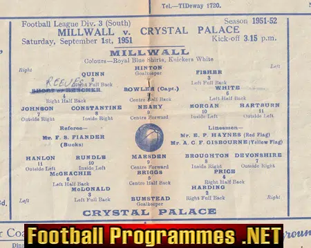 Millwall v Crystal Palace 1951