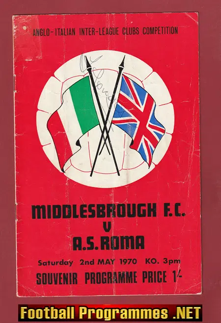Middlesbrough v AS Roma 1970 – Multi Autographed SIGNED