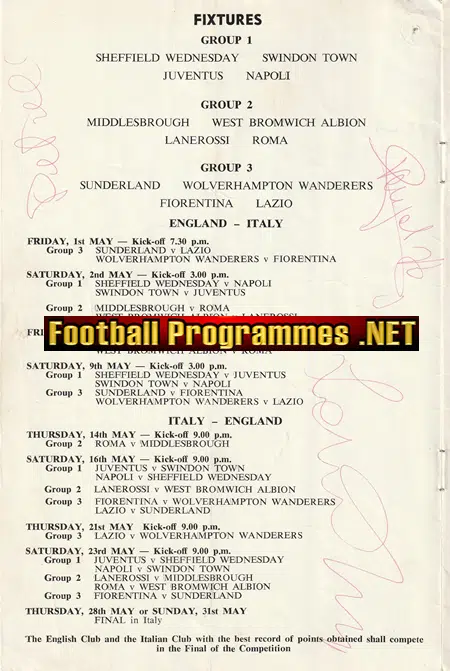 Middlesbrough v AS Roma 1970 - Multi Autographed SIGNED