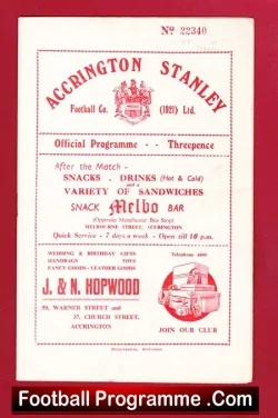 Accrington Stanley v Stockport County 1954 - football programme