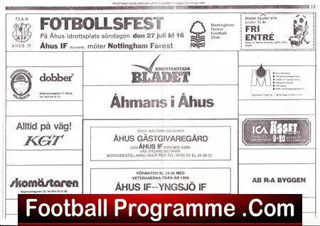 Ahus IF v Nottingham Forest 1986 – Friendly Match Sweden