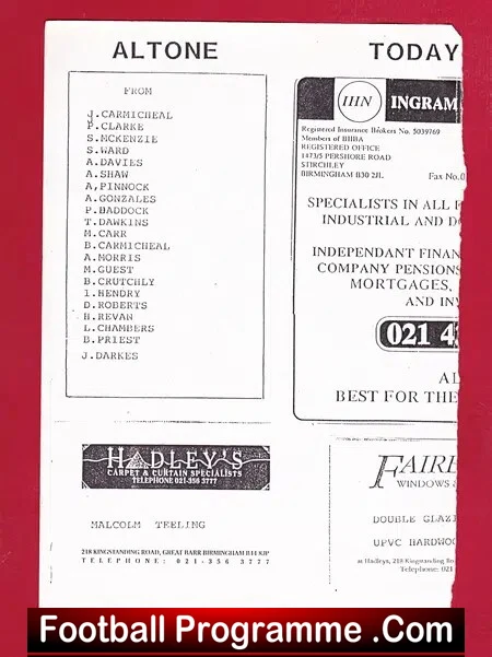 Alton Steels v St Josephs 1991 - Sunday Cup