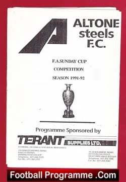 Alton Steels v St Josephs 1991 - Sunday Cup - football programme