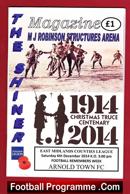 Arnold Town v South Normanton 2014 War Rememberance Truce Issue