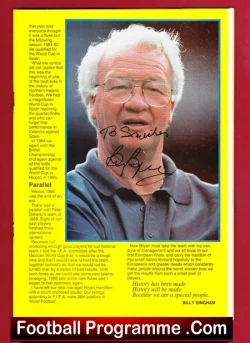 Billy Bingham Testimonial Benefit Match Northern Ireland Signed + Best