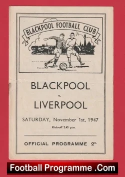 Blackpool v Liverpool 1947 - 1940s - football programme