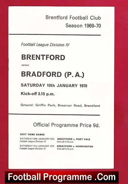 Brentford v Bradford Park Avenue 1970 - Last Season BPA