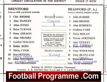 Brentford v Bradford Park Avenue 1970 - Last Season BPA