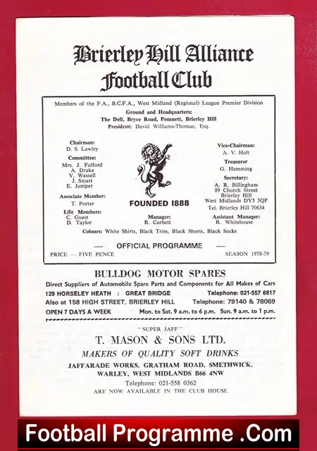 Brierley Hill Alliance v Coventry Sporting Club 1978