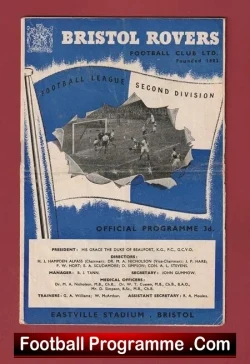 Bristol Rovers v Blackburn Rovers 1954 -Multi Autographed SIGNED - football programme