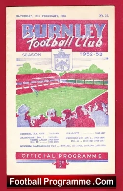 Burnley v Arsenal 1953 - football programme