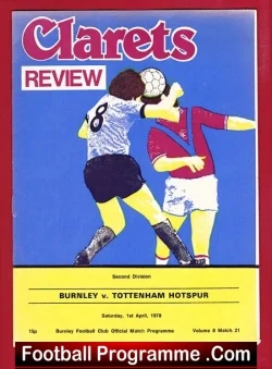 Burnley v Tottenham 1978 - football programme