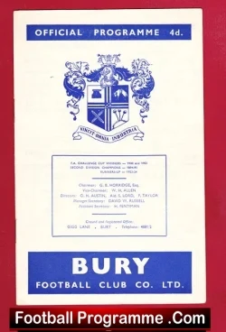 Bury v Walsall 1960 - football programme
