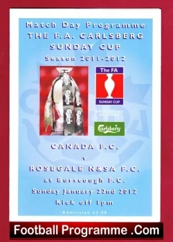 Canada v Rosegale 2012 - Sunday Cup - football programme