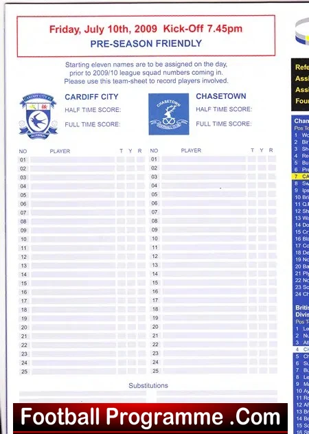 Cardiff City v Chasetown 2009 - First Match at New Stadium 1st