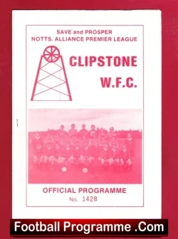 Clipstone Welfare v Gresley Rovers 1985 – Official Programme