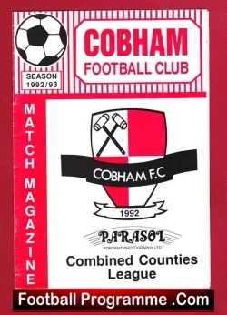 Cobham v Millwall 1992 - Eddie Davies Memorial Match - football programme
