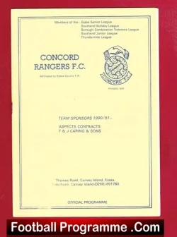 Concord Rangers v Ford United 1991 - football programme