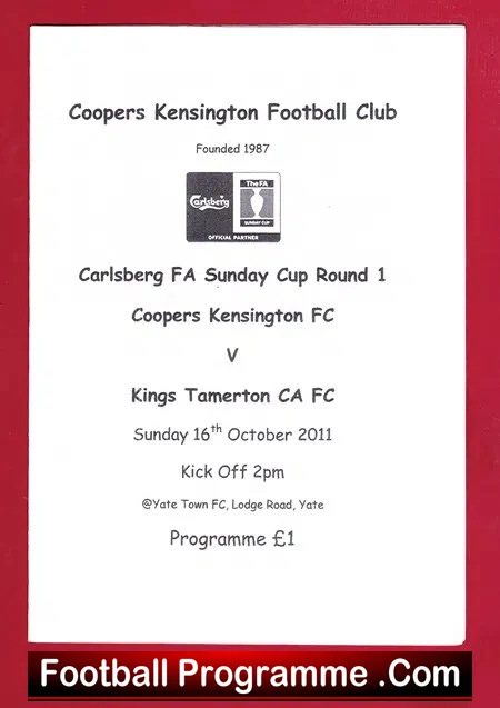 Coopers Kensington v Kings Tamerton CA 2011 – Sunday Cup