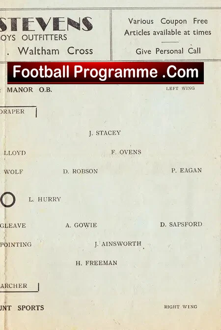 Crown Manor Old Boys v Cheshunt Sports 1947 - Senior Cup Final