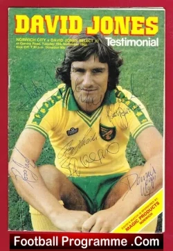 David Jones Testimonial Benefit Norwich City 1982 - Multi SIGNED - football programme
