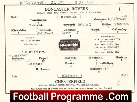 Doncaster Rovers v Chesterfield 1948