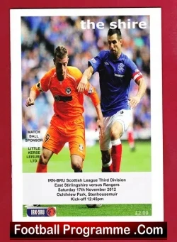 East Stirlingshire v Glasgow Rangers 2012 - League 3 Season - football programme