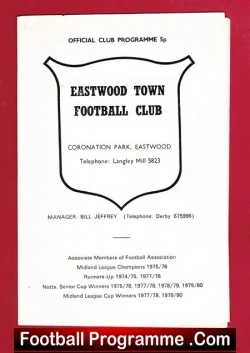 Eastwood Town v Sheffield Wednesday 1981 - Charity Match - football programme