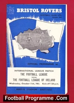 England Football League v Ireland League 1961 - Bristol Rovers - football programme