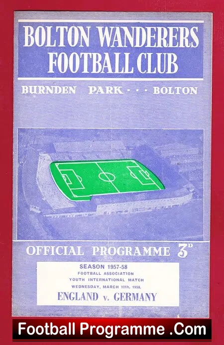 England v Germany 1958 – Youth Match at Bolton Wanderers