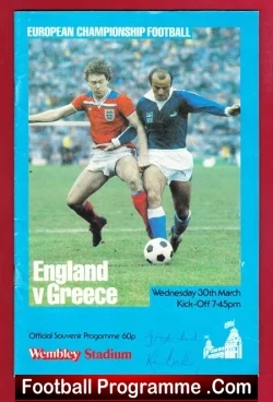 England v Greece 1983 - SIGNED - football programme