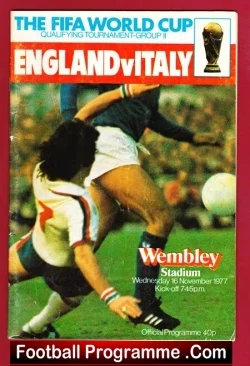 England v Italy 1977 - Multi Autographed SIGNED - football programme