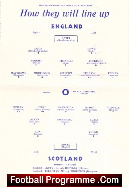 England v Scotland 1949 - Pirate Football Programme Wembley